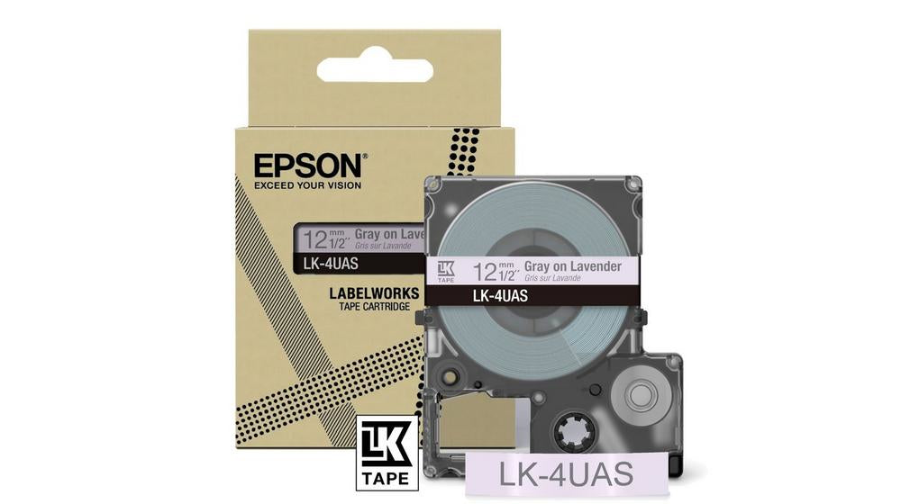 Epson Textilband – 12 mm × 8 m, lavendel/grau – LK-4UAS