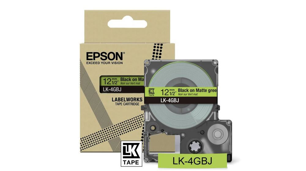Epson Schriftband – 12 mm × 8 m, grün, schwarz – LK-4GBJ