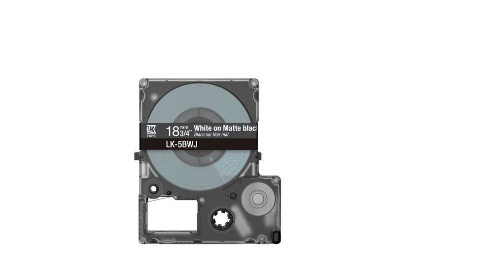 Epson LK-5BWJ Schriftband – Schwarz auf Weiss – 18 mm, Matt – für Epson LabelWorks LW-C410