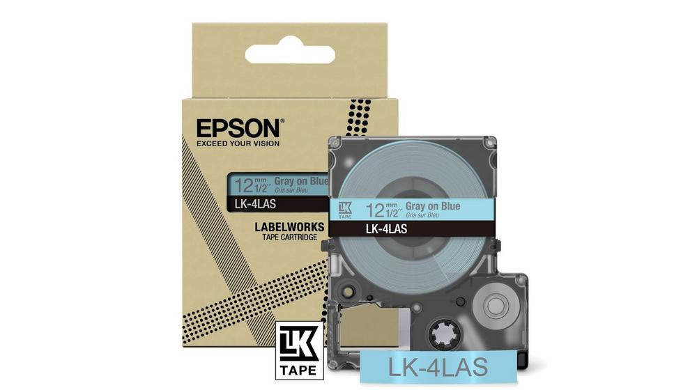 Epson Schriftband – 12 mm × 8 m, blau/grau – LK-4LAS