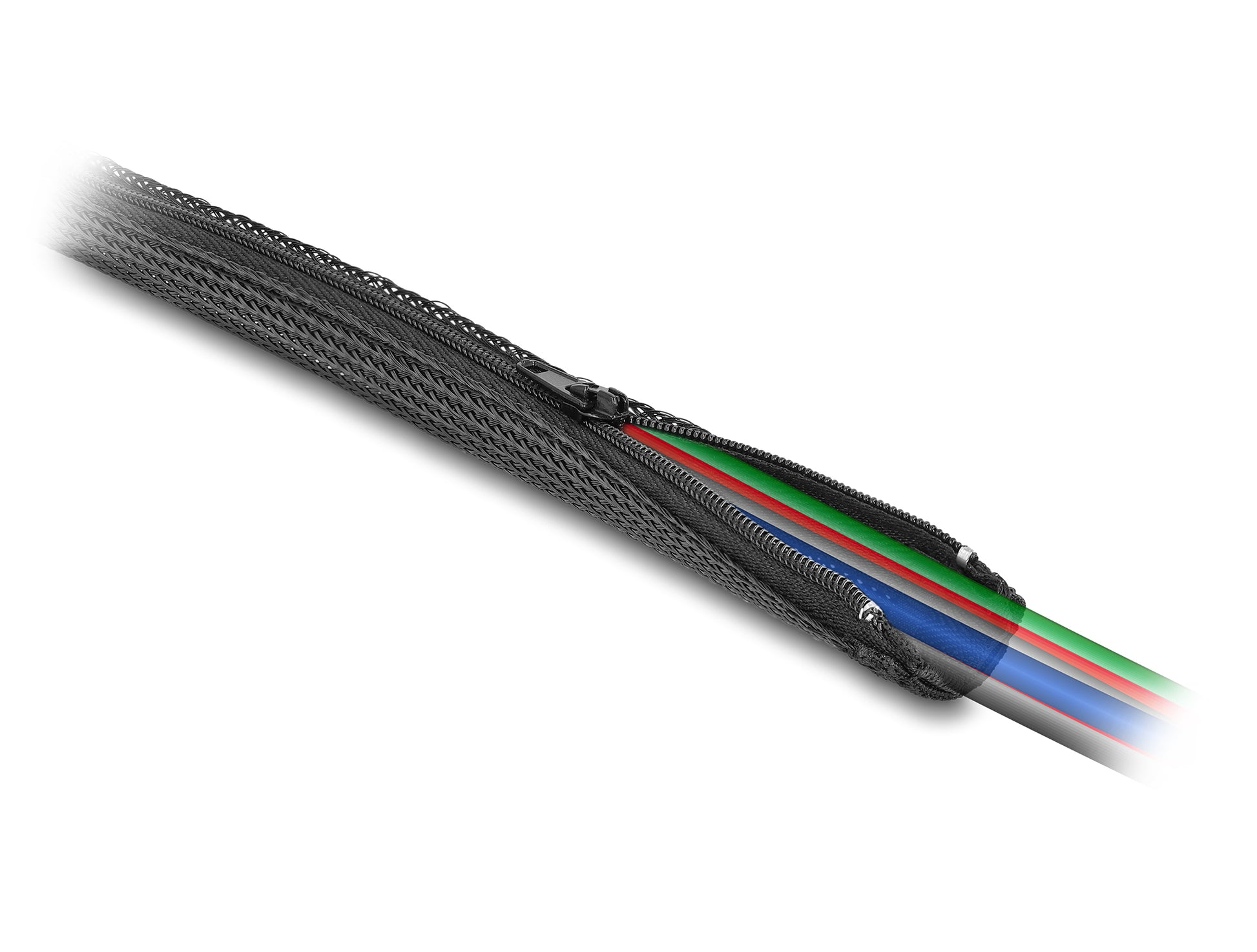 DeLOCK Kabelschlauch, Ø 50 mm × 5 m, Reissverschluss, hitzebeständig, wiederverwendbar – schwarz