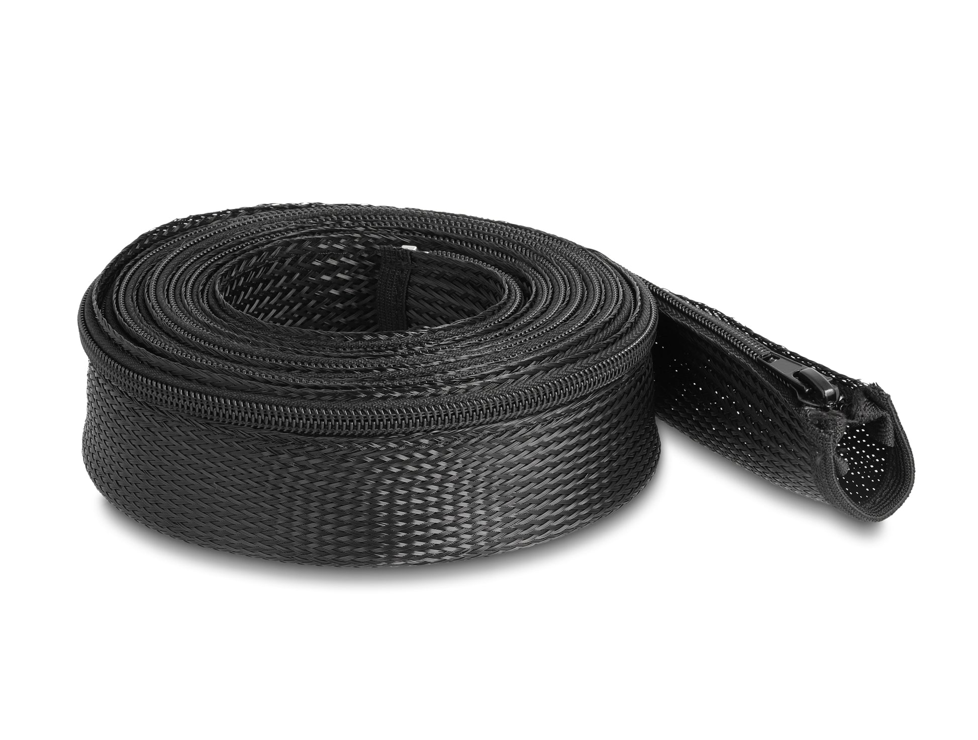 DeLOCK Kabelschlauch Ø 50 mm × 3 m, wiederverwendbar, Reissverschluss, hitzebeständig – schwarz