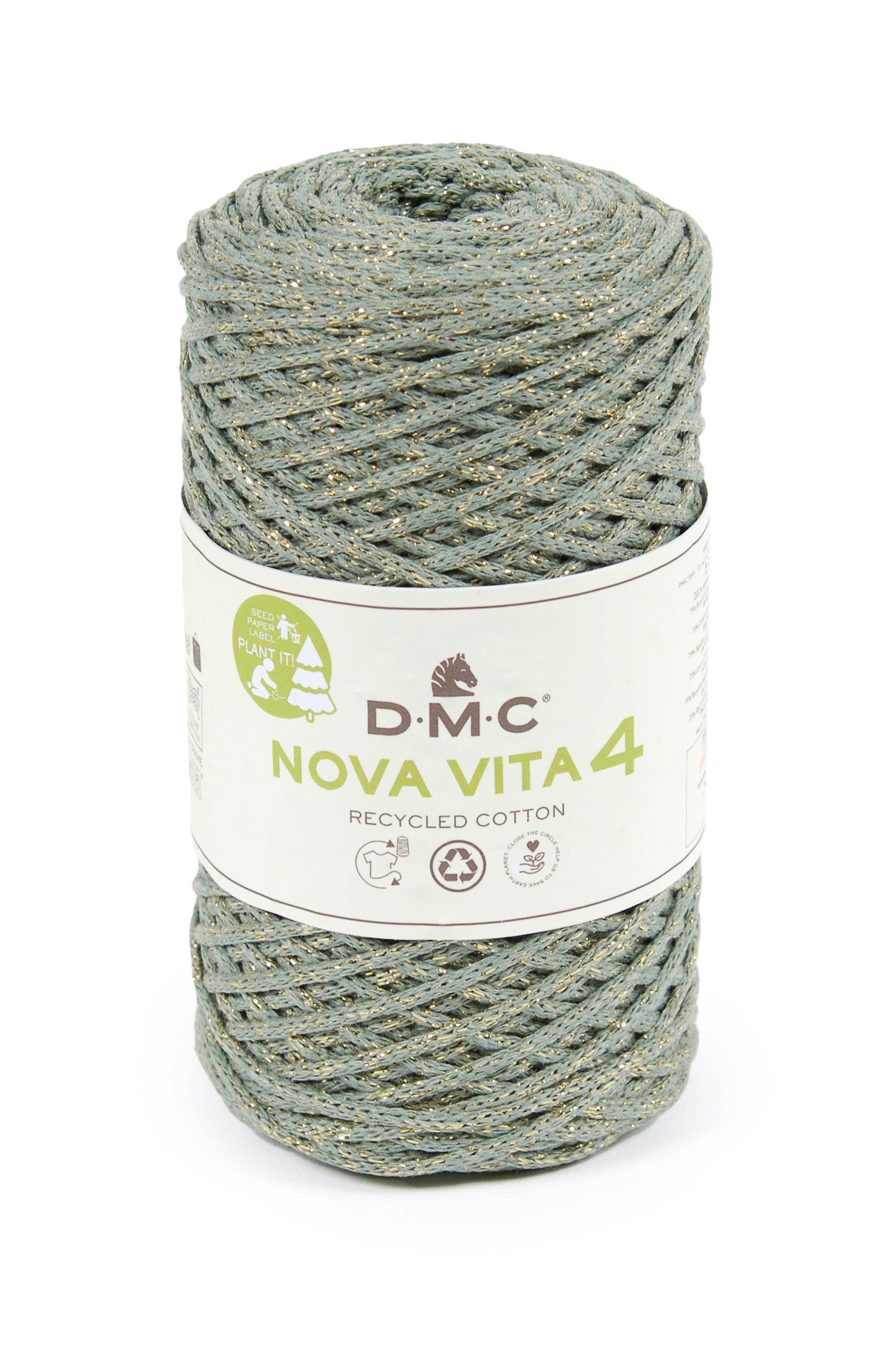 DMC Nova Vita 4 Metallic Garn Khaki – 250 g, 200 m, Nadel 5 mm, 75% rCO/15% rPET/10% rLUR, 1 Stk.
