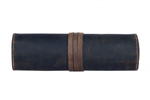 Alpenleder Stifterolle, leer – braun/dunkelbraun – Büffelleder – 21,5 × 6,0 × 6,0 cm