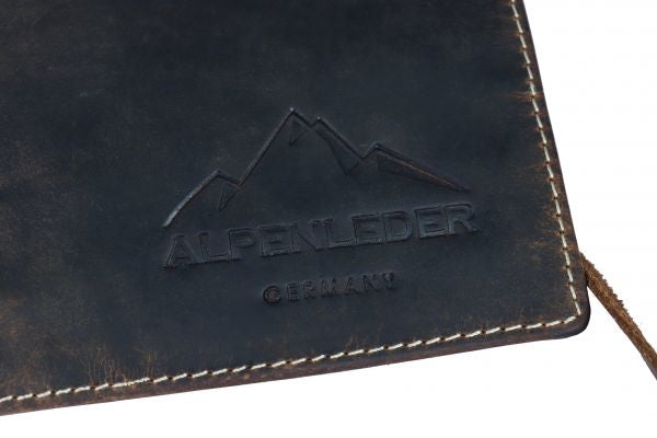 Alpenleder Stifterolle, leer – braun/dunkelbraun – Büffelleder – 21,5 × 6,0 × 6,0 cm