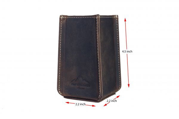 Alpenleder Stifteköcher Haferl – Büffelleder, Dunkelbraun, 50×120×50 mm