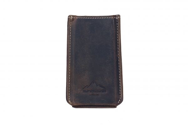 Alpenleder Stifteköcher Haferl – Büffelleder, Dunkelbraun, 50×120×50 mm