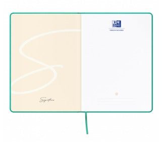 Oxford Notizbuch – A5 – kariert 5 mm – 80 Blatt – Hardcover, Gummiband, Lesezeichen, türkis, EU Ecolabel
