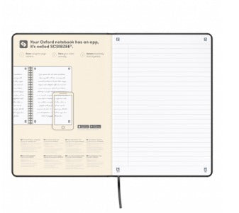 Oxford Notizbuch – A5 – liniert 6 mm – 80 Blatt – Hardcover, Gummiband, Dokumententasche, Navy, EU Ecolabel