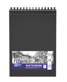 Oxford Malbuch – A4 quer – 100 g/m² – Spiral – 100 Seiten – Schwarz