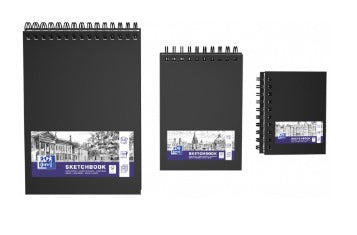 Oxford Malbuch – A4 quer – 100 g/m² – Spiral – 100 Seiten – Schwarz