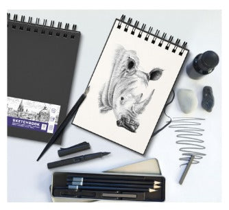 Oxford Malbuch – A4 quer – 100 g/m² – Spiral – 100 Seiten – Schwarz