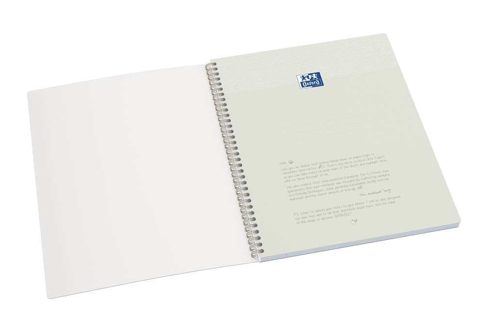 Oxford Spiralheft – A4+ – Doppelspirale, perforiert, kunststoffbeschichteter Softcover, blau, EU Ecolabel