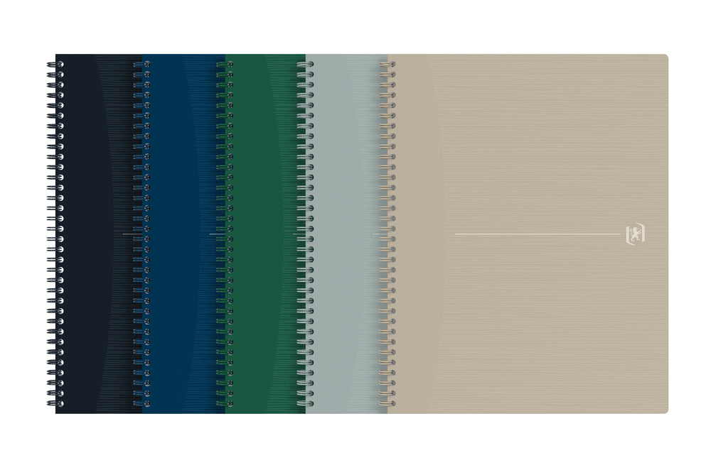 Oxford Spiralheft – A4+ – Doppelspirale, perforiert, kunststoffbeschichteter Softcover, blau, EU Ecolabel