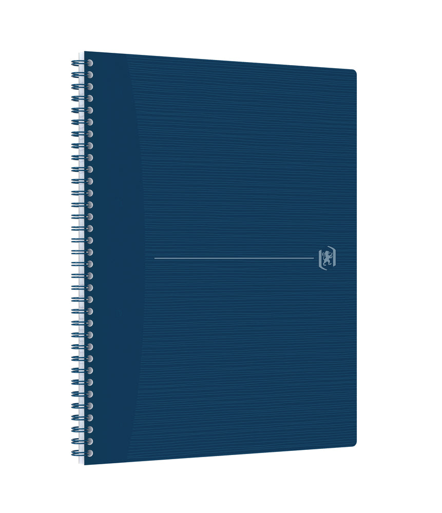 Oxford Spiralheft – A4+ – Doppelspirale, perforiert, kunststoffbeschichteter Softcover, blau, EU Ecolabel