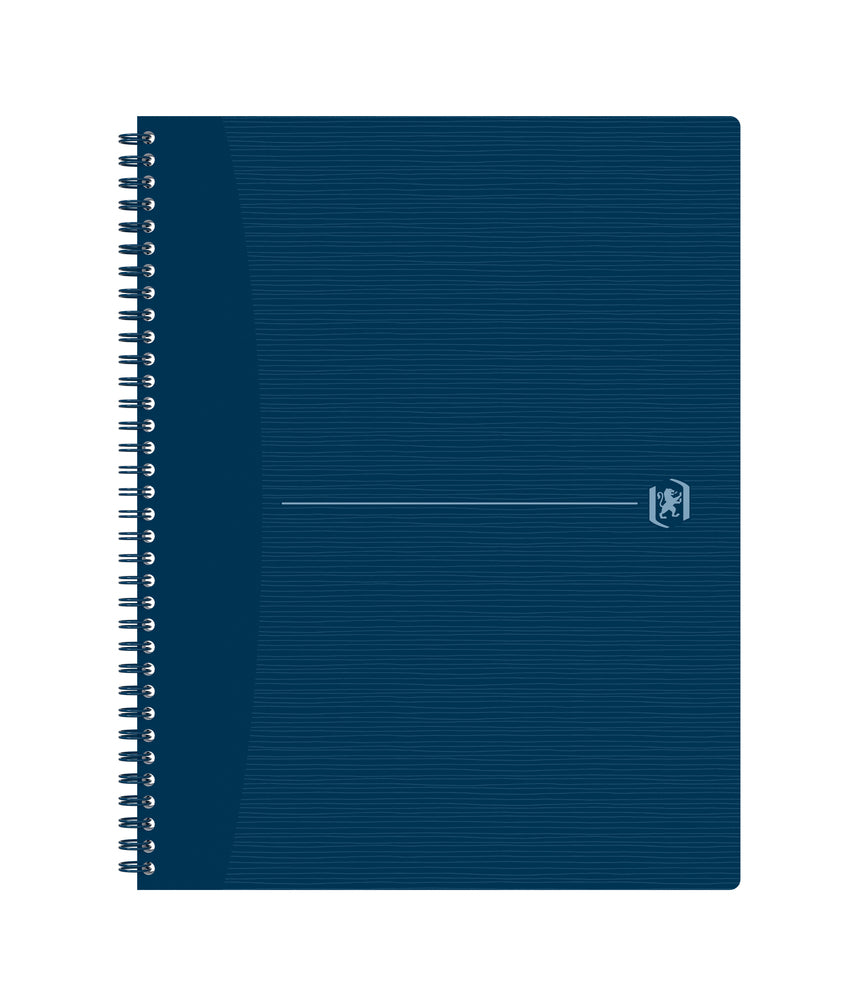 Oxford Spiralheft – A4+ – Doppelspirale, perforiert, kunststoffbeschichteter Softcover, blau, EU Ecolabel