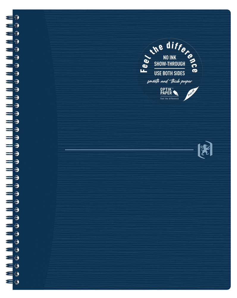 Oxford Spiralheft – A4+ – Doppelspirale, perforiert, kunststoffbeschichteter Softcover, blau, EU Ecolabel