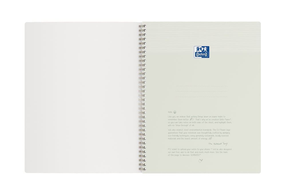 Oxford Spiralheft – A4+ – Doppelspirale, perforiert, kunststoffbeschichteter Softcover, blau, EU Ecolabel