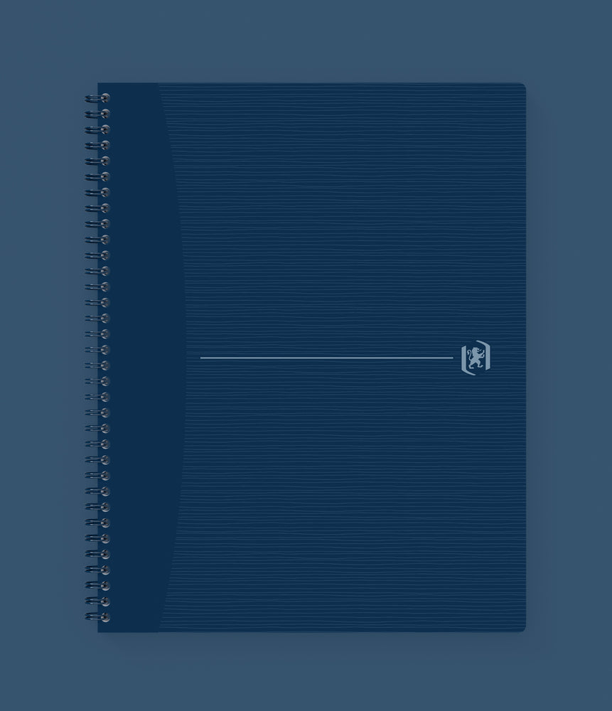 Oxford Spiralheft – A4+ – Doppelspirale, perforiert, kunststoffbeschichteter Softcover, blau, EU Ecolabel