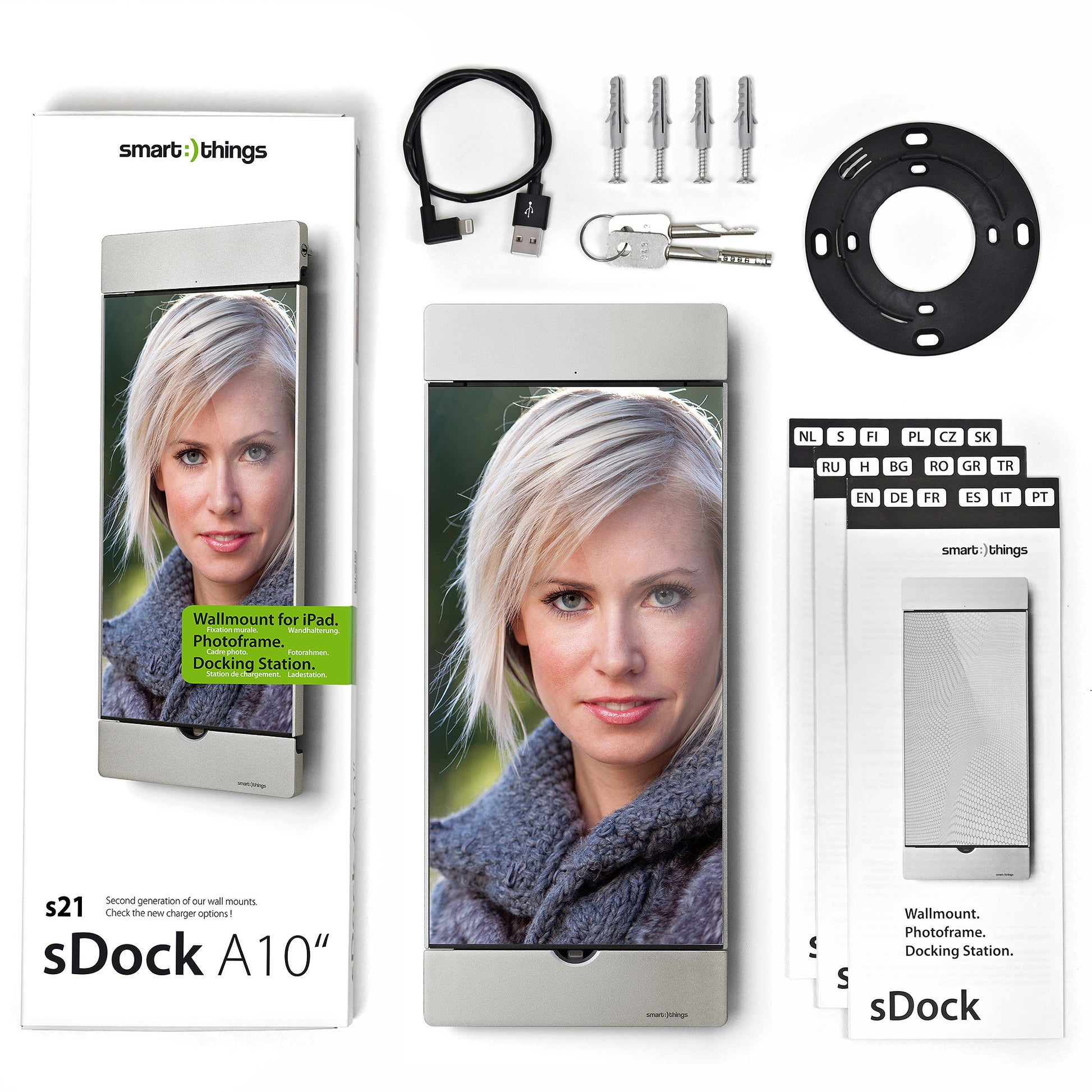 Smart Things sDock Mini Tablet-Tischhalterung – für iPad mini 4, abschliessbar, Lightning – Silber