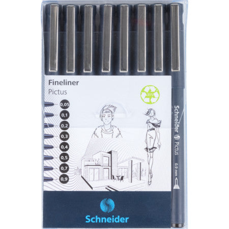 Schneider Schreibgeräte Pictus Fineliner – 8er-Set – Schwarz
