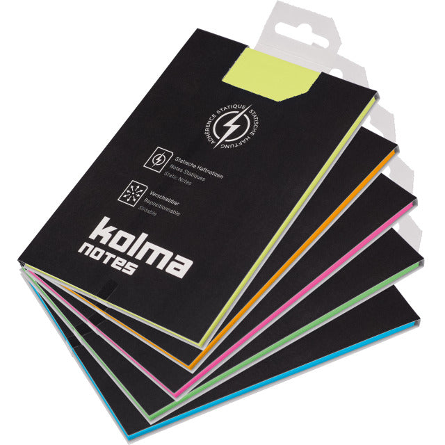 Kolma Haftnotizen – 105×148 mm – sortiert, 10×100 Blatt, elektrostatisch, Kunststoff, recyclingfähig