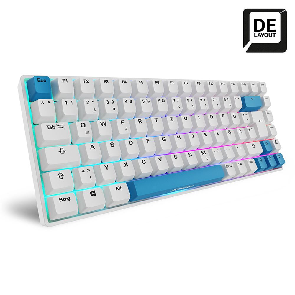 Sharkoon SKILLER SGK50 S3 PBT – Gaming-Tastatur 75% – Mechanisch, RGB – USB-C – QWERTZ (DE) – Weiss
