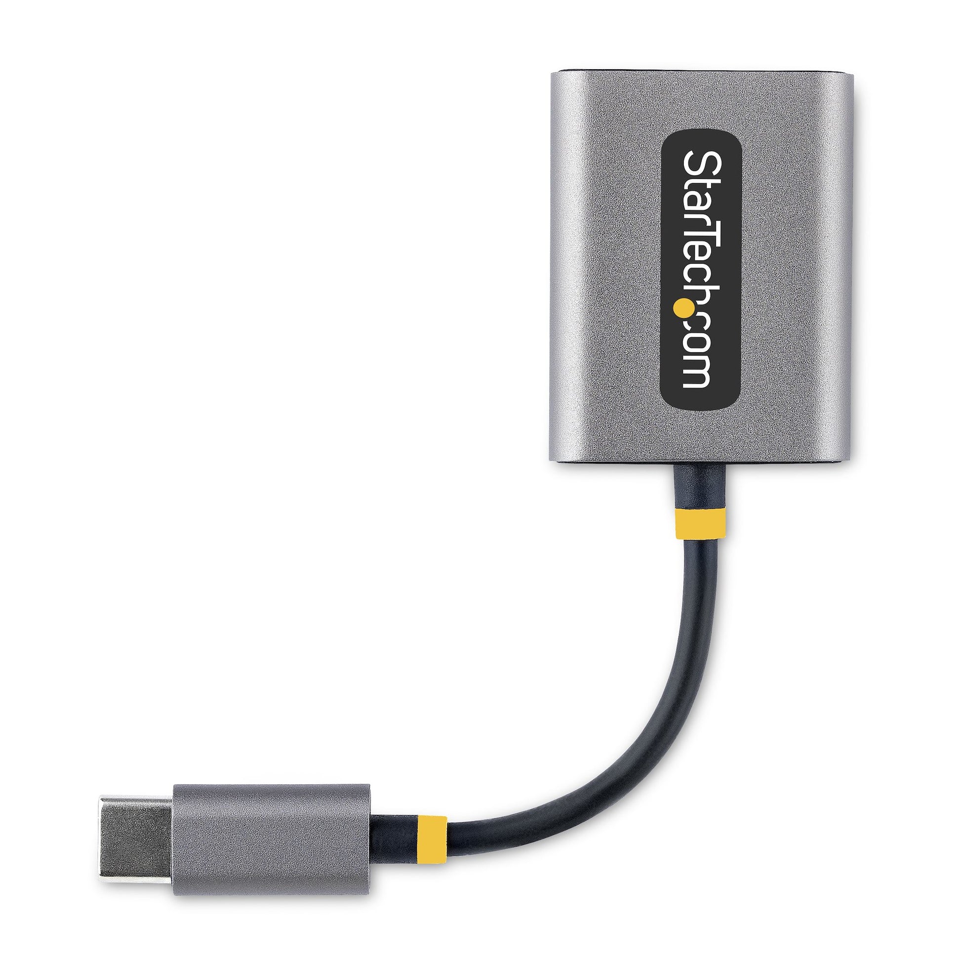 StarTech.com USB-C-auf-3,5-mm-Adapter – USB-C-Stecker zu 2× 3,5-mm-Klinkenbuchsen – 0,07 m, 24-Bit DAC, Grau