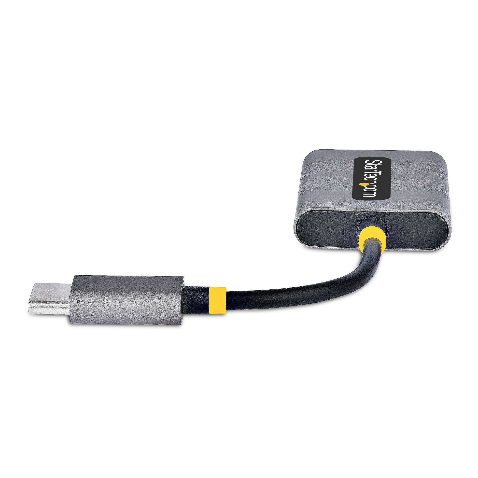 StarTech.com USB-C-auf-3,5-mm-Adapter – USB-C-Stecker zu 2× 3,5-mm-Klinkenbuchsen – 0,07 m, 24-Bit DAC, Grau