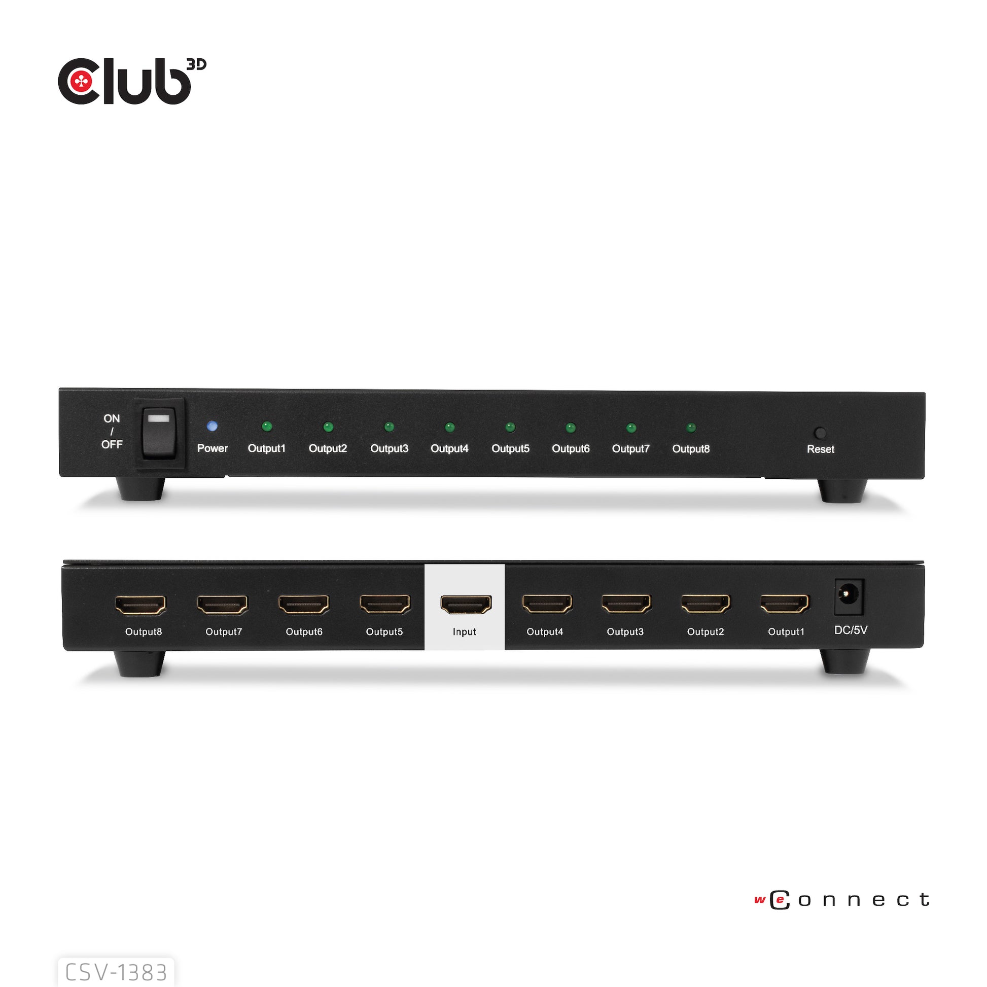 CLUB3D Club 3D – HDMI-Splitter 1×8, externes Netzteil, passiv