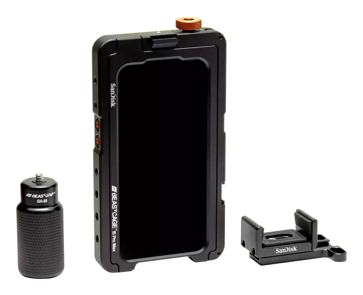 SanDisk BEASTGRIP iPhone 15 Pro Max Creator Kit – Foto-Griff – für iPhone 15 Pro Max – Schwarz