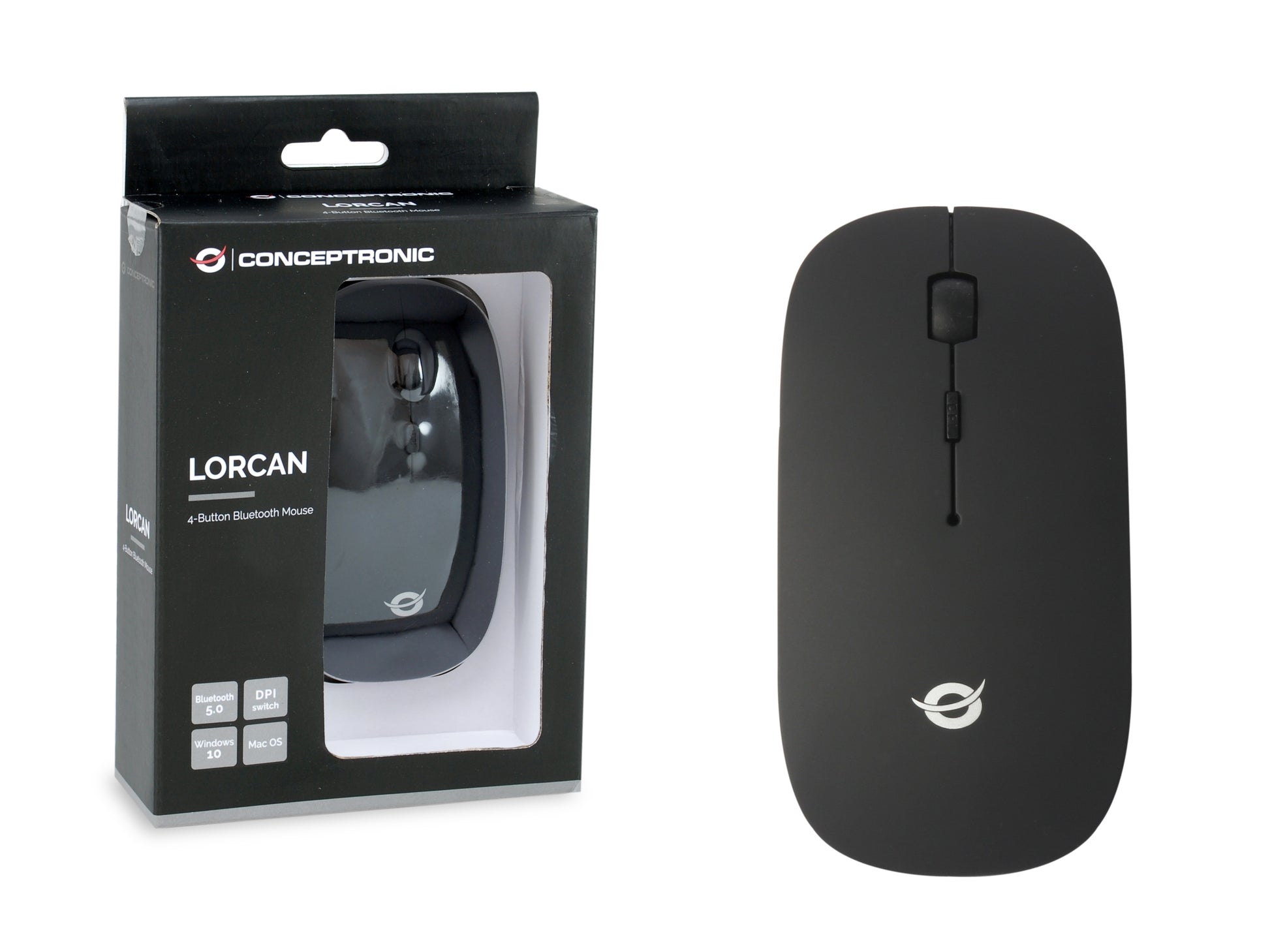 Conceptronic LORCAN01B – Maus – Kabellos (Bluetooth), Beidhändig, Schwarz