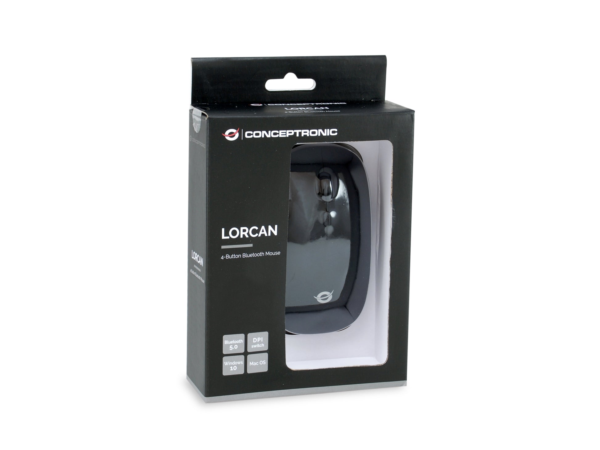 Conceptronic LORCAN01B – Maus – Kabellos (Bluetooth), Beidhändig, Schwarz