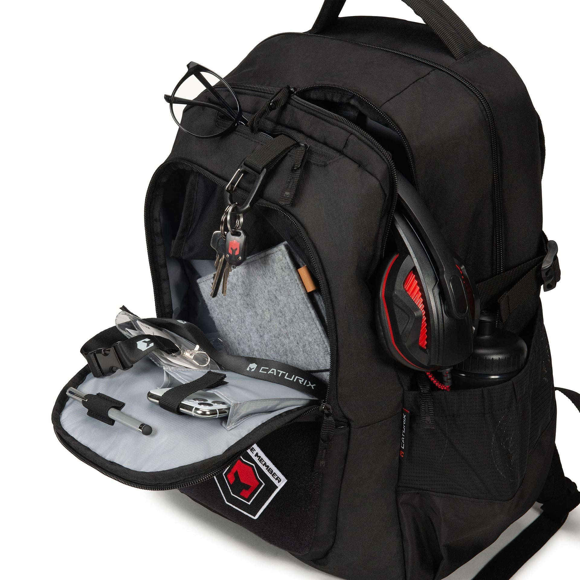 CATURIX DICOTA Notebook-Rucksack CATURIX FORZA eco – mit Regenabdeckung, Polyester – schwarz, 210 × 490 × 350 mm