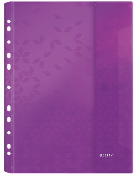 Leitz WOW A4 Prospekthülle, Eurolochung, 200 µm, Seitenklappe, Klettverschluss, 40 Blatt, assortiert – 6 Stück