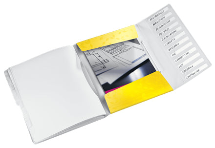 Leitz WOW A4 Fächermappe – 12 Fächer, Gummiband, Polypropylen (PP), Gelb, 3 Klappen, Füllhöhe 17 mm