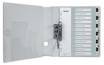 Leitz WOW Register A4 Überbreit – Nummeriert 1–12, 12 Taben, PP, Schwarz, Weiss, 11-fach
