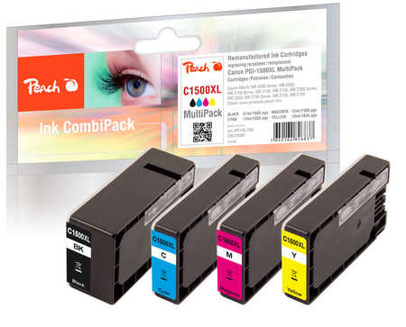 Peach Tintenpatronen-Multipack, Schwarz/Cyan/Magenta/Gelb (Kompatibel) – für Canon Maxify MB 2000/2100 …