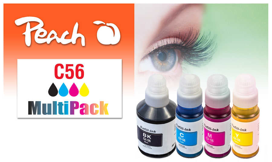Peach GI-56 Tintenpatronen-Multipack, 4er-Set (Kompatibel) – für Canon Maxify GX 3040/3050/4040 …