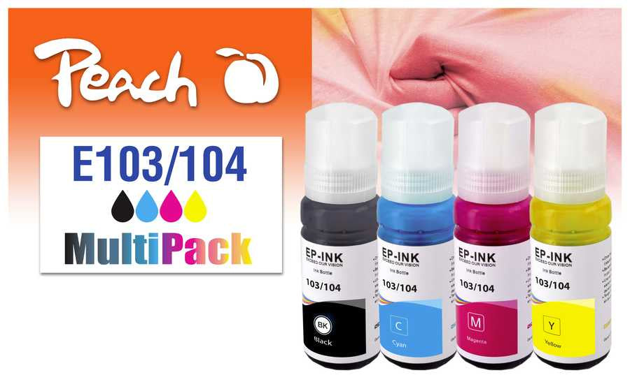 Peach Tintenpatronen-Multipack, Schwarz/Cyan/Magenta/Gelb (Kompatibel) – für Epson ET-2710/2720/2810 …