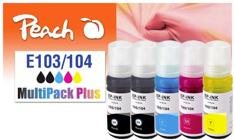 Peach CISS 103/104 MP+ Tintenpatronen-Multipack, Schwarz/Cyan/Magenta/Gelb (Kompatibel) – für Epson EcoTank