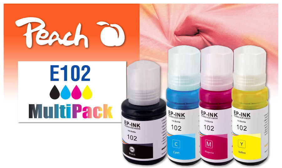 Peach CISS 102 Tintenpatronen-Multipack, 4er-Set (Kompatibel) – für Epson EcoTank ET-2400/ET-2700 …