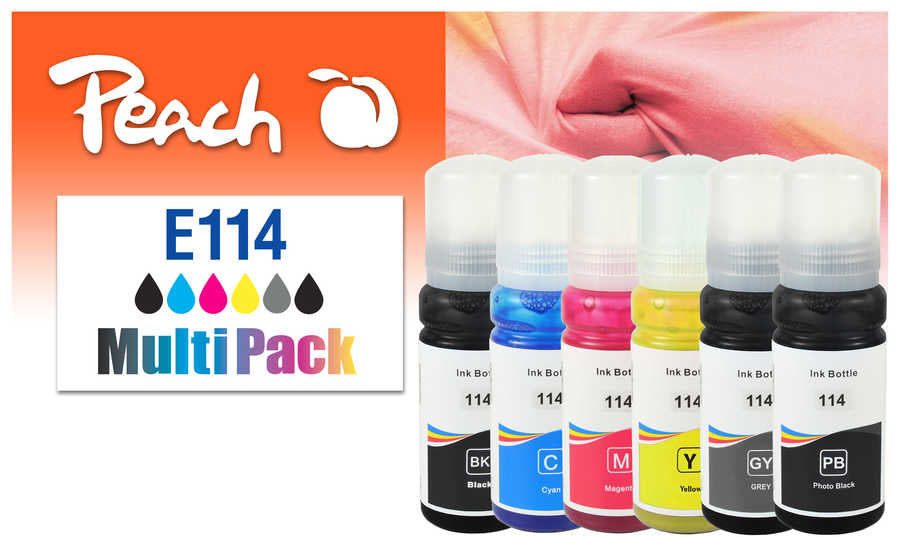 Peach Tintenpatronen-Multipack 6er-Pack, kompatibel – für Epson EcoTank ET-8500, Epson EcoTank ET-8550