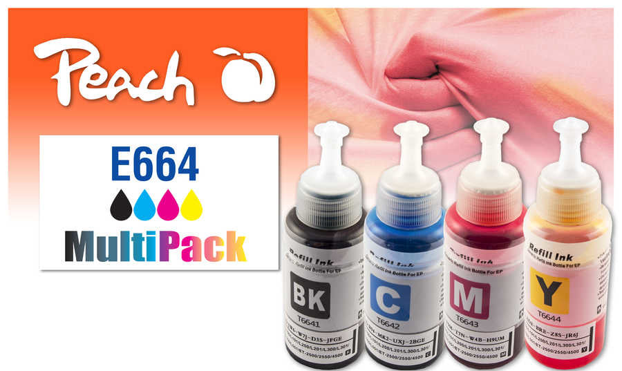 Peach T664640 Tintenpatronen-Multipack, Schwarz/Cyan/Magenta/Gelb (Kompatibel) – für Epson ET-2500/2550/2600