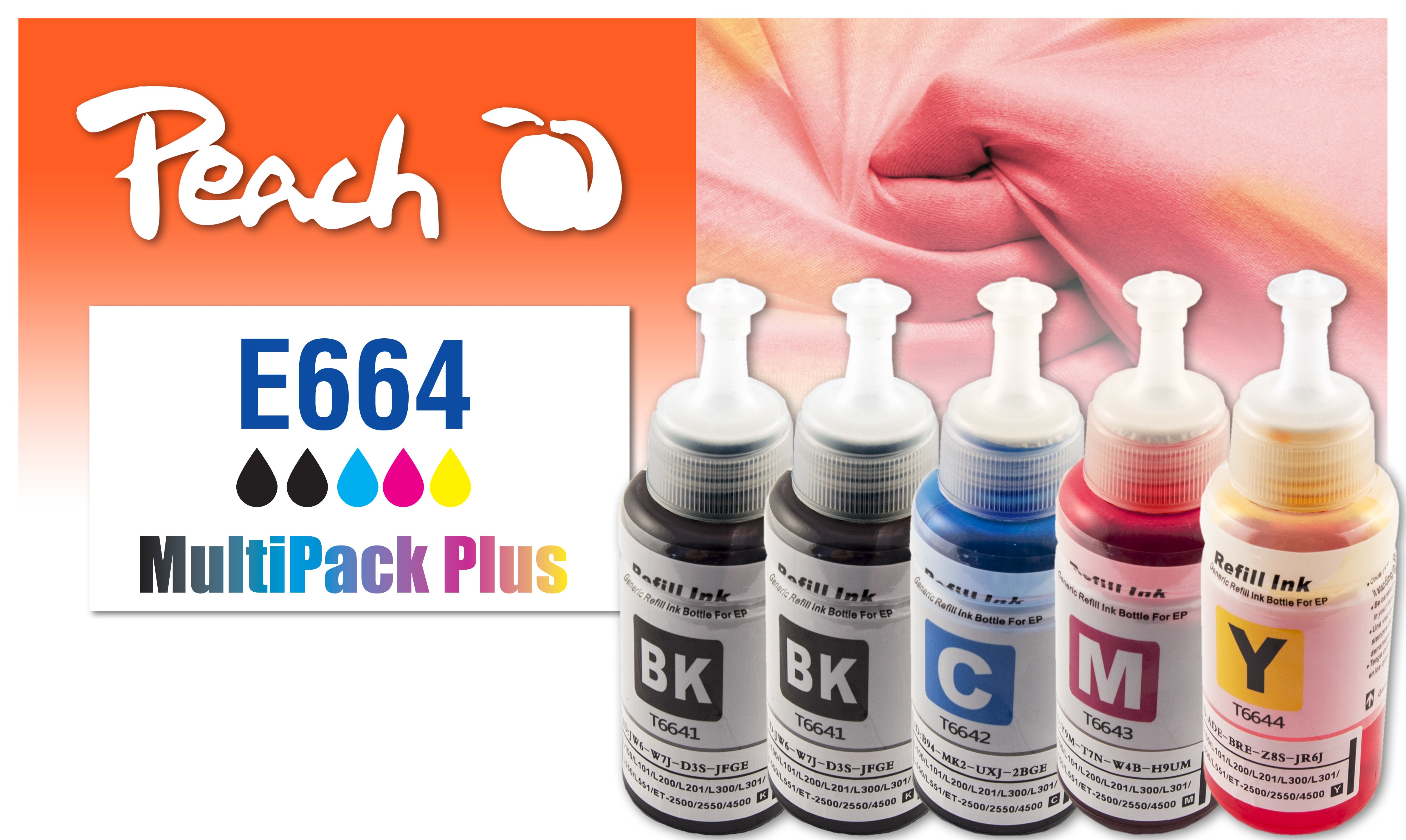 Peach T664 Tintenpatronen-Multipack, Schwarz/Cyan/Magenta/Gelb (Kompatibel) – für Epson