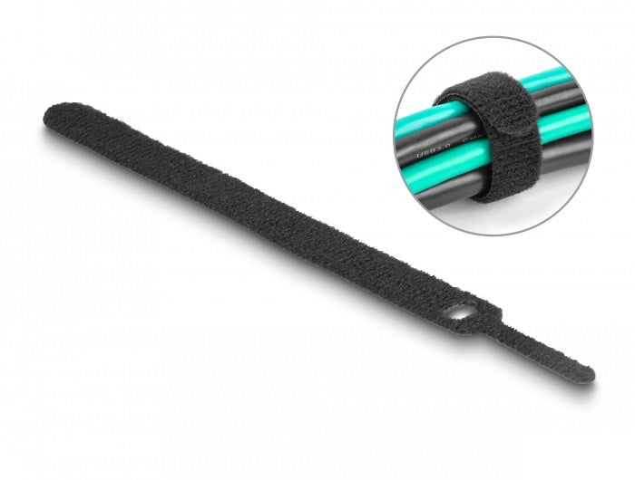 DeLOCK Klettkabelbinder, 150×12 mm, 10er-Pack – schwarz