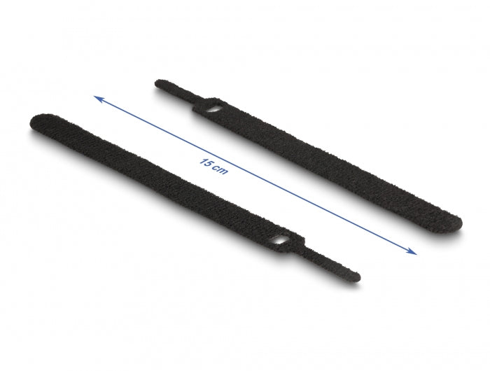 DeLOCK Klettkabelbinder, 150×12 mm, 10er-Pack – schwarz