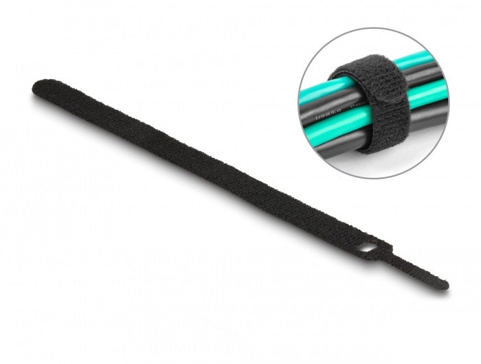DeLOCK Klett-Kabelbinder 200 × 12 mm, schwarz, 10 Stk.
