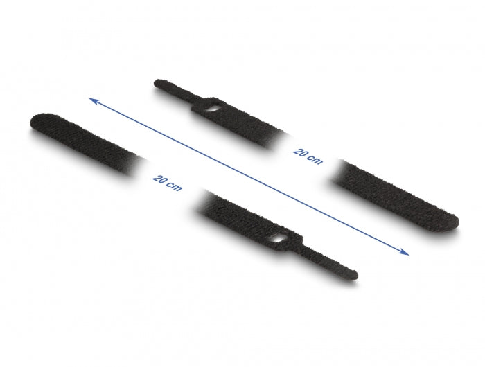 DeLOCK Klett-Kabelbinder 200 × 12 mm, schwarz, 10 Stk.