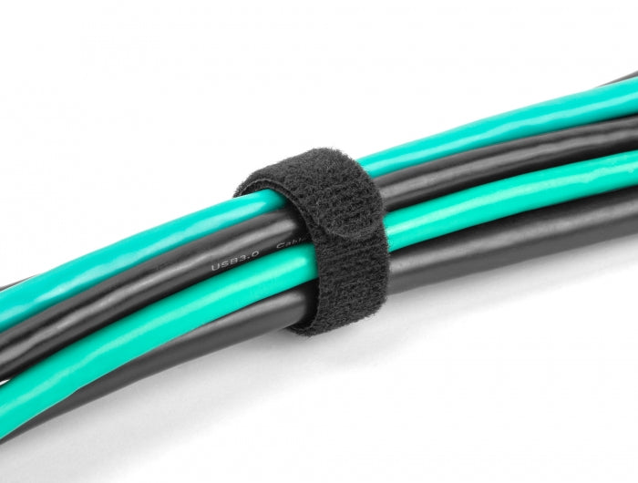 DeLOCK Klett-Kabelbinder 200 × 12 mm, schwarz, 10 Stk.